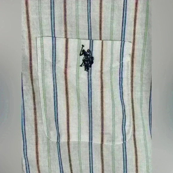 U.S. Polo Assn. Stretch Button Down Long Sleeve Striped Short Men’s Large - Picture 11 of 13